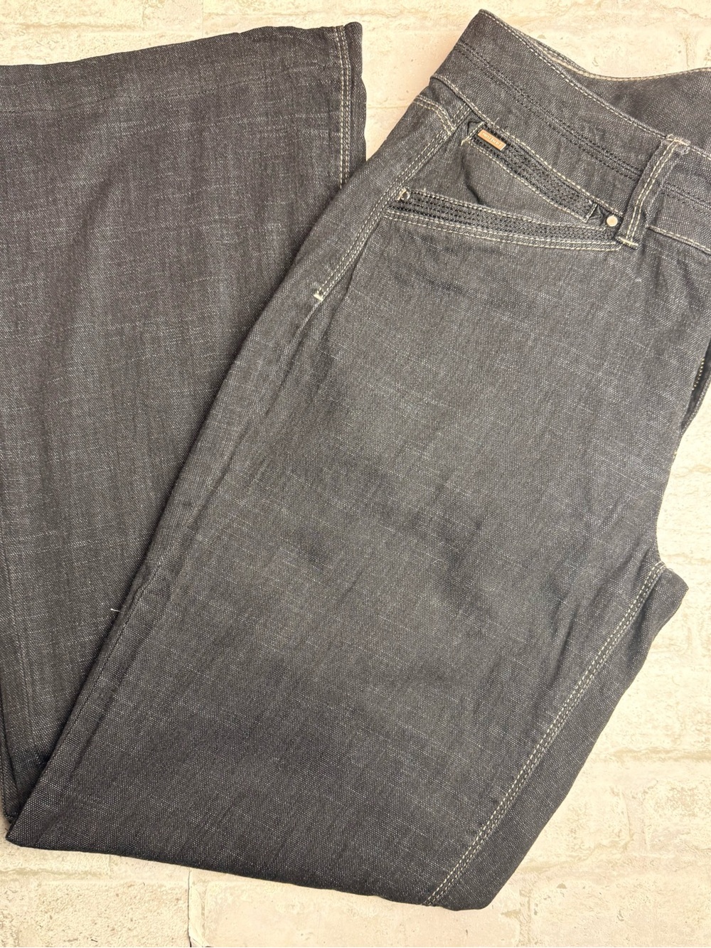 White House Black Market WHBM Trouser  Leg Jeans Dark Womens 10R Stretch Denim😍